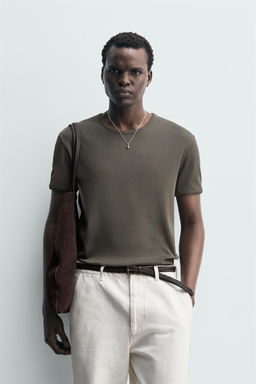 CAMISETA RIB B?SICA / Gris topo