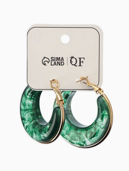 Серьги-кольца акрил «Тренд», цвет изумрудный в золоте