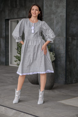 Мягкое и свободное платье из фланели 100% хлопок - Новый лен фото 4