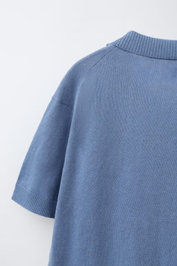 POLO ALGOD?N Y LINO / Azul - Zara фото 4