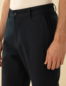 Lacivert Carrot Fit Keten Kar___ml_ Kanvas Pantolon
