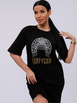 Сорочка "Царевна" чёрная, трикотаж