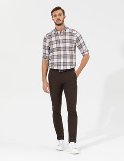 Kahverengi Slim Fit Kanvas Pantolon