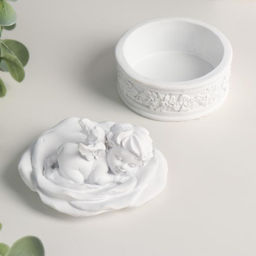 Полистоун шкатулка белый ангел на цветке 6*8*8,5 см МИКС - Simaland фото 6