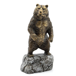 Фигурка из литеевой смолы "Медведь на скале" 73*62*147мм Радуга камня