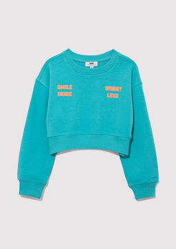 Smile More Bask?l? Yesil Sweatshirt - Mavi фото 2