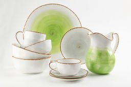 Тарелка обеденная Elan Gallery Кантри фарфор зеленая 26.5×26.5×2.5 см  фото 9