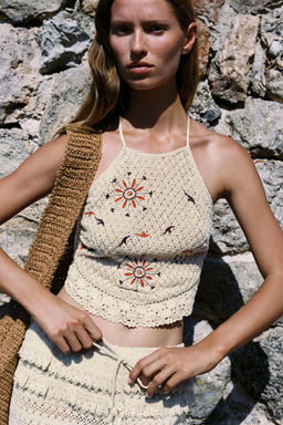 EMBROIDERED CROCHET TOP