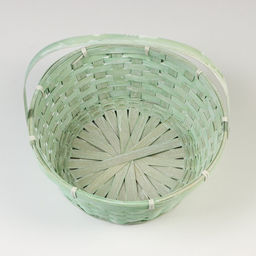 Корзина плетёная для хранения, 26×26×12 см, ручка h=18 см, бамбук, зелёная