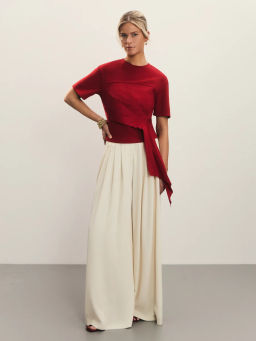 Футболка с драпировкой из поплина / Zarina  фото 6