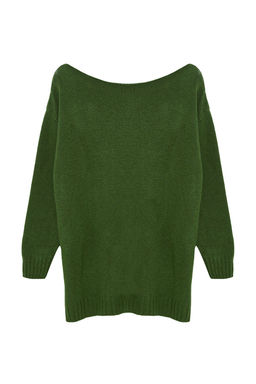 Yesil Yunlu Kay?k Yaka Basic Triko Kazak TWOAW25KZ00010