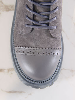 Ботинки 319.taskanagr.Серый замок замша+игуана/байка