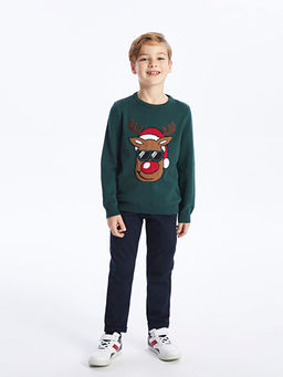 Bisiklet Yaka Y?lba?? Temal? Uzun Kollu Erkek ?ocuk Triko Kazak - Waikiki фото 2