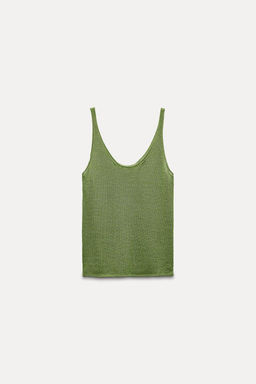 PLAIN LINEN BLEND STRAPPY KNIT TOP - Zara фото 3