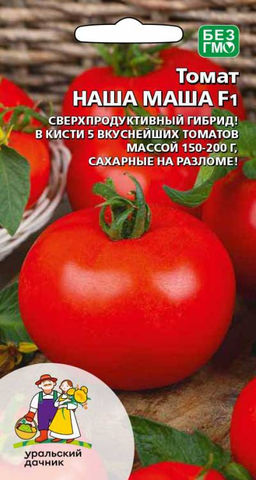 Томат НАША МАША F1 Сверхпродуктивный гибрид! В кисти пять вкуснейших томатов массой по 150-200 г! Сахарные плоды!