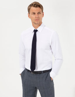 Beyaz Slim Fit Uzun Kollu Klasik G_mlek