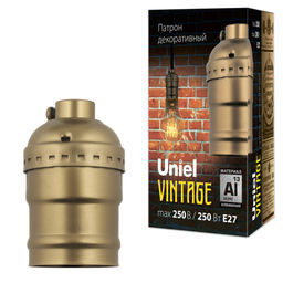 DLC-V-H01/E27 BRONZE Патрон декоративный, серия Vintage. Без выключателя. Материал алюминий. Цвет бронза. ТМ Uniel.