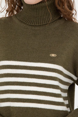 Женский меланжевый свитер цвета хаки - U.s. polo assn фото 7