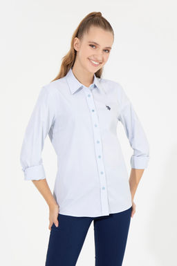 U. S. Polo Assn Женская голубая базовая рубашка с длинным рукавом - U.s. polo assn фото 16
