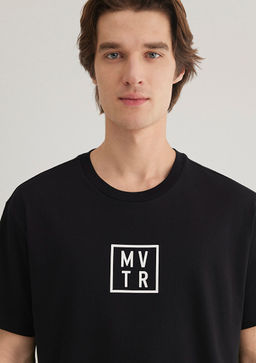 MVTR Bask?l? Siyah Ti??rt - Mavi фото 6