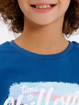 Комплект для мальчиков (джемпер, шорты) сине-голубой с печатью - Mark formelle фото 4