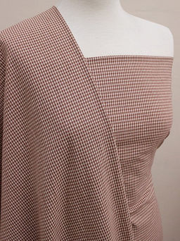 Пестрядь Мелкая белая клетка на коричнево-каштановом, ВИД2, ш.1.45м, хлопок-95%, п/э-5%,135гр/м.кв - Купава фото 2