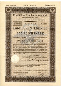 Облигация 4,5% 200 рейхсмарок 1937 года Германия