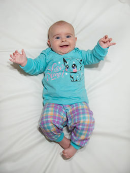 Пижама для девочки (джемпер+брюки) 91261 персиковый/лиловая клетка 620 Lets go - Let's go фото 5