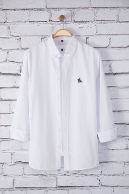 TRENDYOL MAN Beyaz Regular Fit Keten Gorunumlu Nak?sl? %100 Pamuk Flam Yazl?k Erkek Gomlek TMNSS25GO00052 - Trendyolmilla фото 5