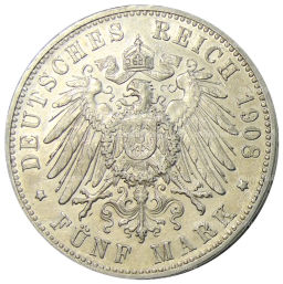 5 марок 1908 года F Германия (Вюртемберг)