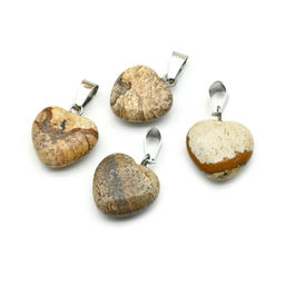 Кулон сердечко из яшмы бежевой 15*15мм