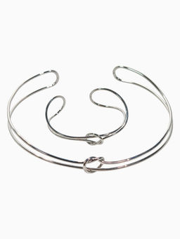 Набор 2 предмета: чокер, браслет Обруч узел, цвет серебро