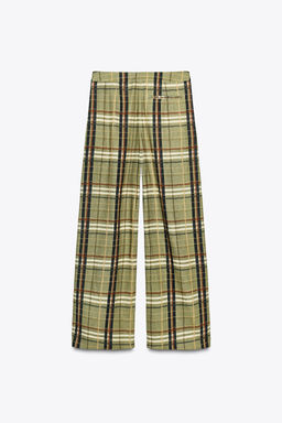 CHECKERED LINEN BLEND TROUSERS ZW COLLECTION - Zara фото 3