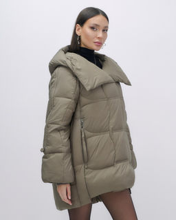 Куртка зимняя женская с большим капюшоном модная коричневого цвета 7739K - Visdeer фото 9