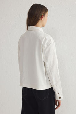 TRENDYOLMILLA Beyaz Oversize Desenli Ince Ceket Mont TWOSS25MO00016 фото 5