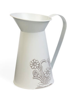 Декоративное кашпо для цветов «Кувшин ромашки», 12×16×20 см, металл, белое