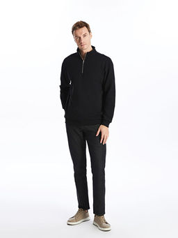 Dik Yaka Uzun Kollu Erkek Kal?n Sweatshirt