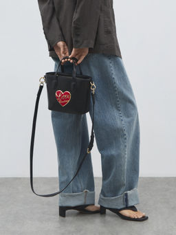 Женский тоут LOVE MOSCHINO LOVE HEART Артикул 4561195, черный  фото 2