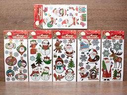 Наклейка объемная силикон. 19*41см "Новогодняя тематика" (6188-11) 6 видов в ассорт.