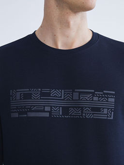 Bisiklet Yaka Bask?l? Erkek Sweatshirt