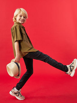 Super Skinny Fit Y?rt?k Detayl? Erkek ?ocuk Jean Pantolon