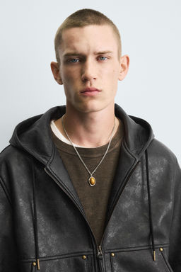HOODED LEATHER EFFECT JACKET - Zara фото 5