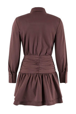 Koyu Kahverengi Bel Detayl? Mini Poplin Dokuma Elbise TWOSS26EL00118