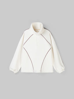 Олимпийка с контрастными окантовками и утяжкой "Молоко" женская