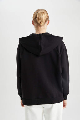 DeFactoFit толстый свитшот оверсайз с капюшоном и двойным карманом на молнии  фото 7