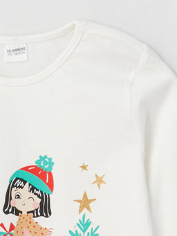 Bisiklet Yaka Y?lba?? Temal? Uzun Kollu K?z ?ocuk Pijama Tak?m?