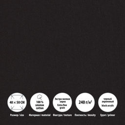Холст грунтованный на подрамнике VISTA-ARTISTA ACBF-4050 100% хлопок 40 х 50 см 240 г/кв.м 2 шт PERESLAVL BLACK EDITION мелкозернистый
