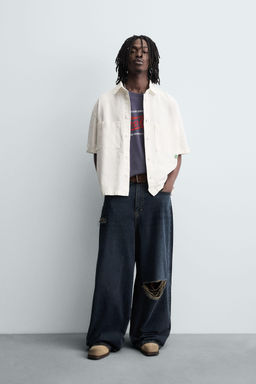 CONTRAST EMBROIDERY SHIRT