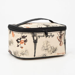 Косметичка на молнии, с ручкой, цвет бежевый