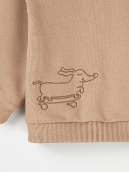 Свитшот Песок с вышивкой утепленный без начеса - Bungly фото 4